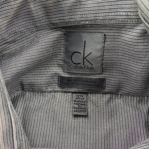 CK Calvin Klein Shirt Men Size 15.5 32/33 Gray Button Up Slim Fit Non-Iron Mens - Picture 3 of 11